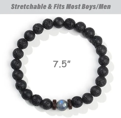 Miniatura 4 de Christmas Stocking Stuffers for Kids/Teen Boys/Men-Love/Strength-Handmade Gemstone Bracelets with Inspiratioanl Card