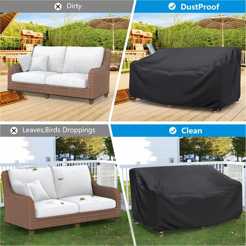 Miniatura 6 de Mrrihand Funda impermeable para sofá de patio de servicio pesado, funda para sofá de exterior de 3 plazas, funda para muebles de patio al aire libre