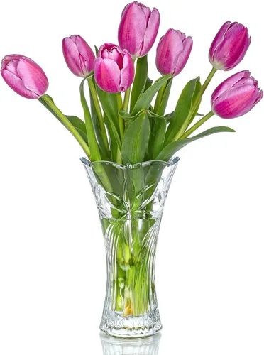 Miniatura 10 de Kanpura Florero de cristal transparente de 7.6 pulgadas, jarrón de cristal grueso para flores y decoración navideña, diseño de girasol (1 unidad)