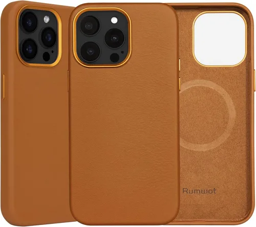 Miniatura 19 de Funda de cuero genuino para iPhone 13 Pro, cuero de grano completo, compatible con MagSafe y carga inalámbrica, bisel de la cámara con botones