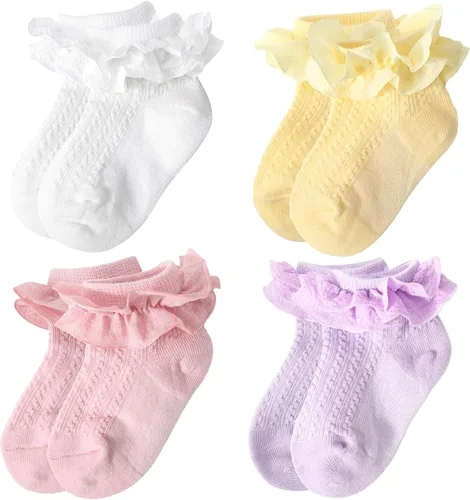 Miniatura 9 de AQOKKA Flower Baby Girls Socks with Non-Slip Grips Cute Cotton Princess Low Newborn Baby Socks for Girls Toddler 0-12 Months