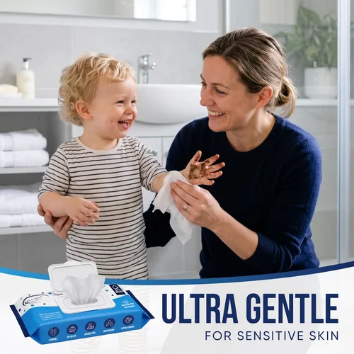 Miniatura 5 de Air Jungles Toallitas desechables de 300 unidades para adultos y niños, XL de 7 x 7 pulgadas con aloe vera y vitamina E para piel sensible