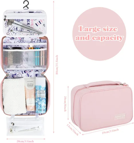 Miniatura 3 de Neceser de viaje colgante para hombres y mujeres, organizador de viaje de gran capacidad para artículos de tocador y cosméticos de tamaño completo