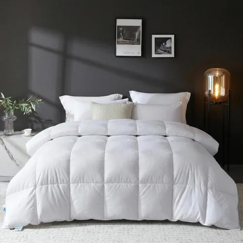 Miniatura 10 de L LOVSOUL Edredón de fibra de plumón de ganso tamaño Queen, 100% algodón orgánico, 1200 TC, 750 + potencia de relleno, colección de hotel, edredones