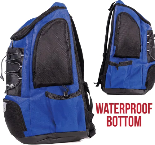 Miniatura 4 de Mochila de natación Athletico - Bolsa de natación con compartimentos para artículos húmedos y secos para natación, playa, campamento - Bolsas de Azul