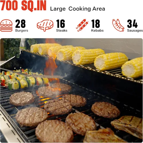 Miniatura 6 de Monument Grills - Parrilla de gas propano de 4+2 quemadores de acero inoxidable estilo gabinete con quemadores laterales y de sellado lateral