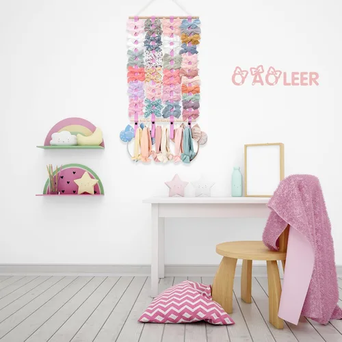 Miniatura 4 de OAOLEER Organizador de lazo para el pelo para niñas, pinzas para el pelo, diadema, organizador de almacenamiento para colgar en la pared, decoración