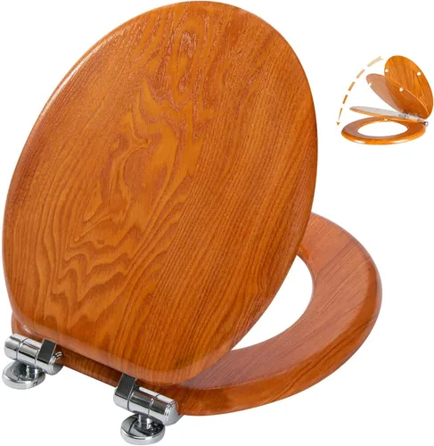 Miniatura 14 de Angel Shield - Asiento para inodoro alargado de madera con cierre silencioso, fácil de limpiar y bisagras de liberación rápida