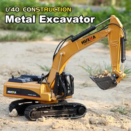Miniatura 6 de Juguete de excavadora de metal a escala 1/40, equipo de construcción fundido a presión, camiones excavadores, juguetes para niños