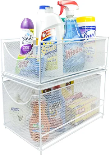 Miniatura 8 de Sorbus gavetas organizadoras de almacenamiento de malla plateada con gavetas extraíbles, ideal para cubierta, gabinete, despensa, para colocar bajo