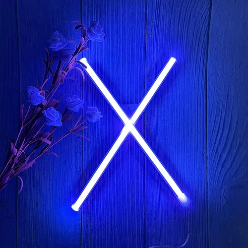 Miniatura 26 de ENUOLI Letreros de neón LED en azul con letras de neón para decoración de pared, luz nocturna, funciona con pilas o USB, letras de neón LED