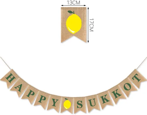 Miniatura 4 de SWYOUN Cartel de arpillera de Sukkot de Sukkah, suministros para fiestas judías, decoración de guirnalda