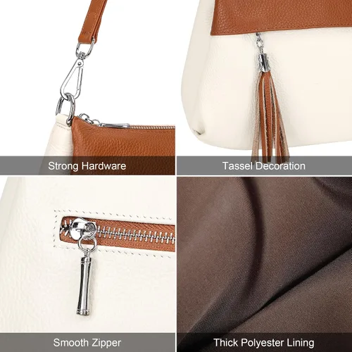 Miniatura 48 de Over Earth Genuine Leather Crossbody Bags for Women Small Hobo Handbags Shoulder Purses with 2 Detachable Straps