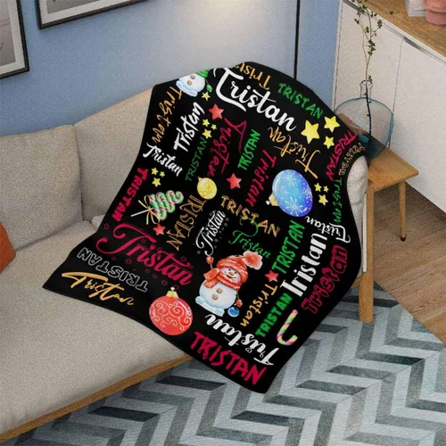 Miniatura 3 de InterestPrint Manta de bebé personalizada con nombre, lindo muñeco de nieve negro, manta personalizada con nombre para niños, niñas, niños, manta