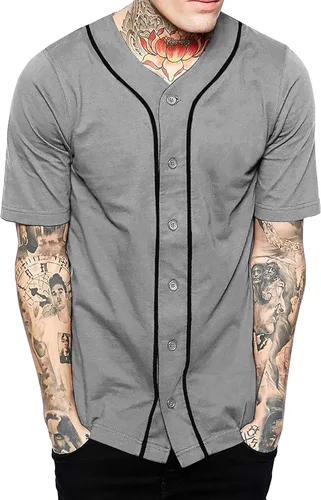 Miniatura 39 de Hat and Beyond camiseta de béisbol para hombre con botones hipster hip hop