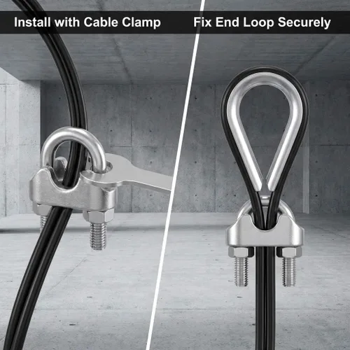 Miniatura 4 de QWORK Cable de polea de fitness de 197 pulgadas, reemplazo del sistema de polea de cable de gimnasio en casa, cuerda de alambre de acero