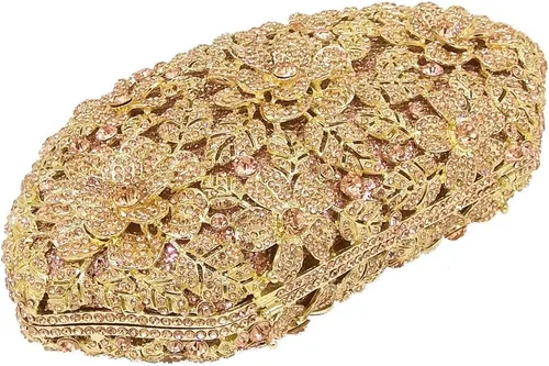 Miniatura 8 de Boutique De FGG Bolso de noche de flores de embrague de cristal de lujo para mujer, bolso de boda nupcial, bolso
