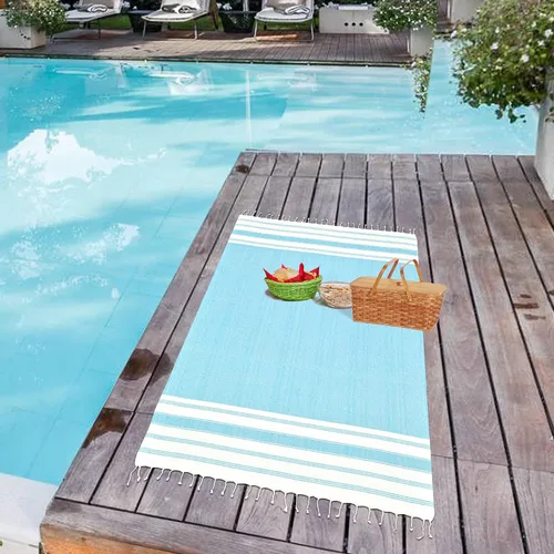 Miniatura 5 de Glamburg Toalla turca Peshtemal - Toallas de playa extra grandes 36x71, juego de 2, toallas de playa de algodón para adultos, suave, duradera