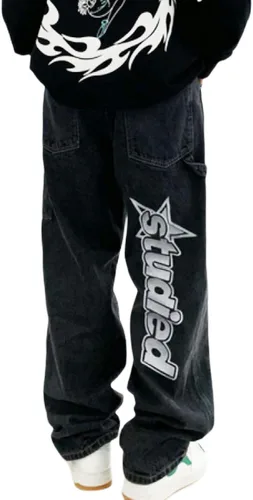 Y2k Jeans - Pantalones de mezclilla para hombre, holgados, vintage, gráficos, estéticos, hip hop, pantalones de mezclilla Y2k Fashion Streetwear
