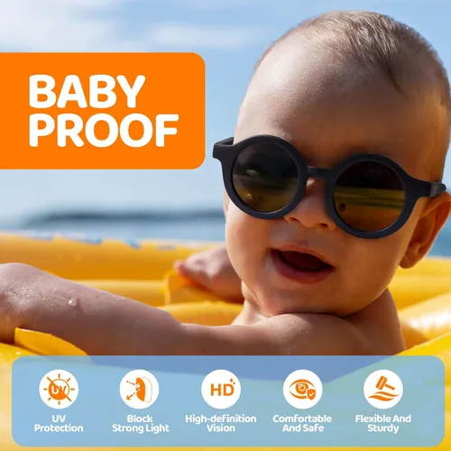 Miniatura 4 de RIVBOS RBK068 - Gafas de sol polarizadas UV400 para bebé, marco suave con correa segura para bebés y recién nacidos (0-24 meses)