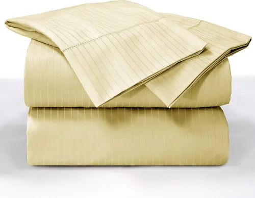 Blue Ridge Home Fashions Juego de sábanas de algodón transpirable de 1000 hilos, tamaño California King, paja-4 piezas a rayas Paja-4pc-rayas