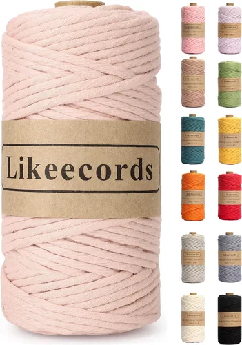 Miniatura 33 de Likeecords - Cuerda de macramé de 4 mm de un solo hilo, 80 m de cuerda de macramé colorida, cuerda de algodón para macramé, cuerda de algodón