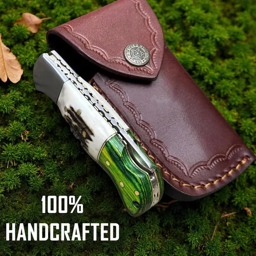 Miniatura 5 de Navaja de bolsillo plegable personalizada con grabado en acero damasquino WINTERFELL, regalo personalizado para marido, papá, novio, regalos