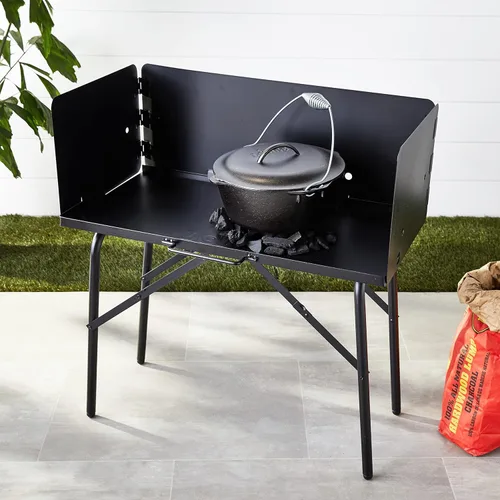 Miniatura 7 de Lodge mesa de cocina plegable de acero, para exteriores, 16 pulgadas x 32 pulgadas x 26 pulgadas, color negro