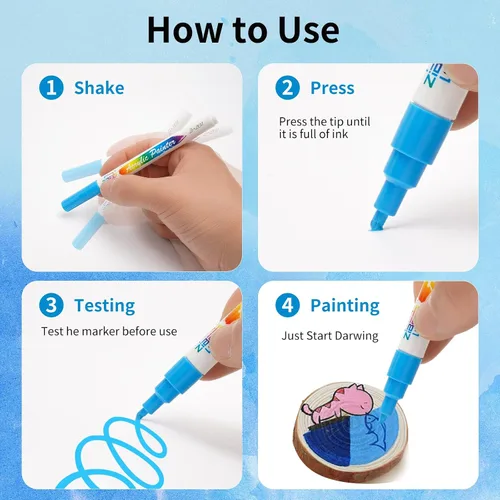 Miniatura 3 de Guangna Marcadores de pintura acrílica, bolígrafo de pintura acrílica, resistente al agua y de alta saturación, ideal para madera, metal, plástico