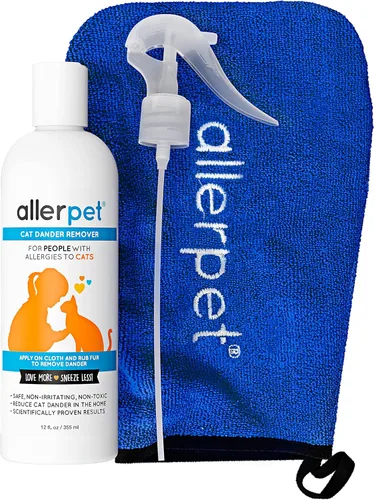 Allerpet Removedor de Caspa de Gato Libre de Aloe Vera - Alivio de Alergias por Caspa de Mascotas, Alivio de Alergias Natural y Seguro para Gatos y
