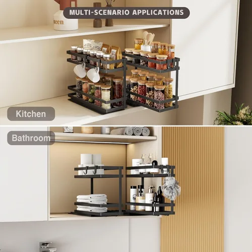 Miniatura 8 de Magheo Organizador de Especias Extraíble para Armario, 4 Piezas Organizador de Condimentos de Metal, Estante de Almacenamiento de Especias