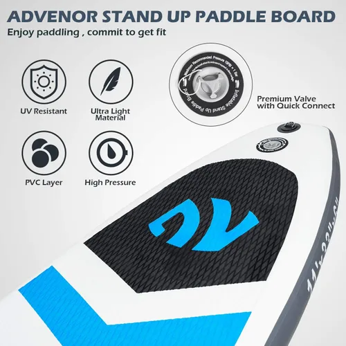 Miniatura 3 de Tabla de Paddle Board de 11' x 33" x 6" Extra Ancha Inflable Stand Up Paddle Board con Bomba de Mano, Correa, Pala Ajustable Para Versión Básica