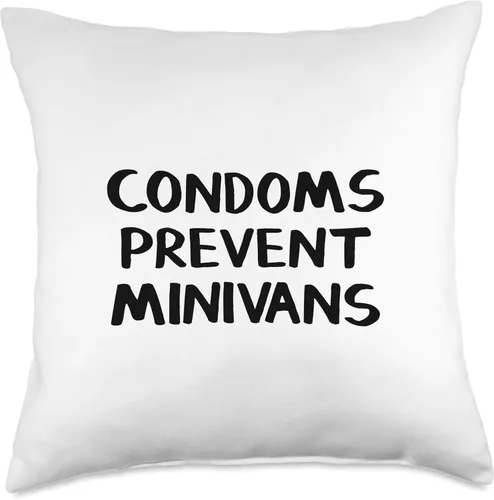 Miniatura 4 de Condoms Prevent Minivans Throw Pillow, 16x16, Multicolor