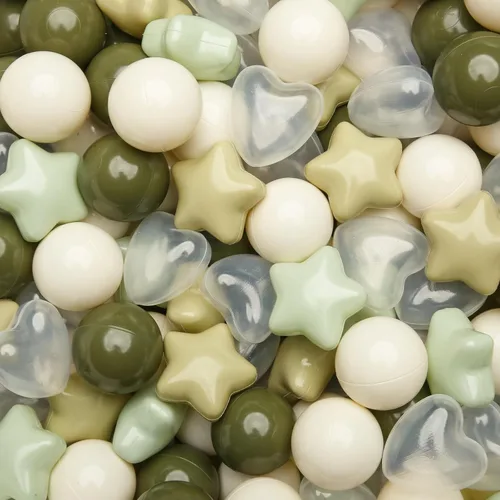 Miniatura 30 de Bolas de hoyo de TRENDPLAY en forma de estrella y corazón para niños pequeños - 50, 100, 200, 500 piezas de bolas de plástico para diversión y juego