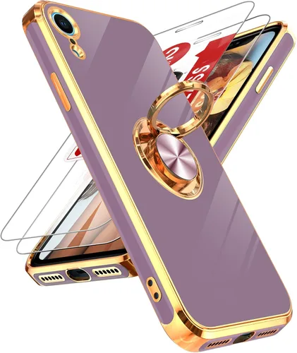 Miniatura 65 de LeYi Funda para Samsung Galaxy S22 Ultra con soporte de anillo giratorio de 360°, soporte magnético, chapado en oro rosa, borde protector para Negro