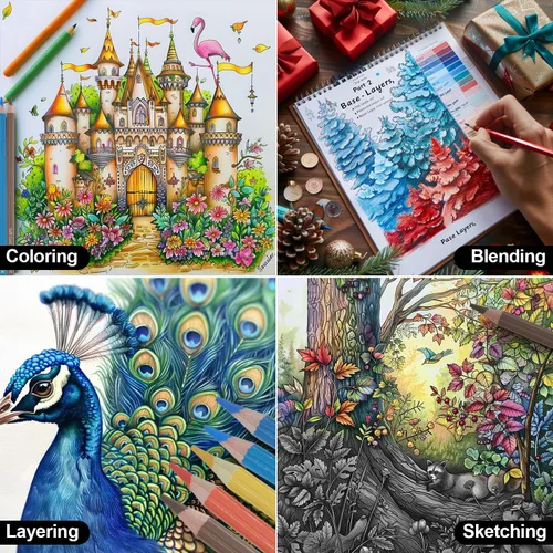 Miniatura 6 de Lápices de colores para libros de colorear para adultos, 72 lápices de dibujo con núcleos suaves a base de aceite, suministros de arte profesionales