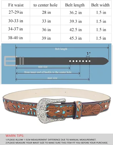 Miniatura 6 de TOPACC Cinturones occidentales para mujer y hombre Cowboy Country Cinturones con hebillas para jeans pantalones Rodeo