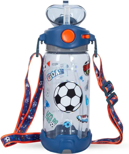 Miniatura 12 de Botella de agua para niños con pajita/cordón para niños de la escuela, niños y niñas, 22 oz / 650 ml, sin BPA, botella de agua para beber