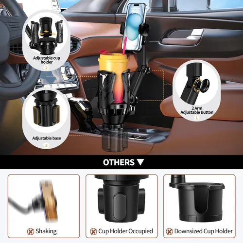 Miniatura 4 de Soportes para teléfono para tu automóvil, expansor ajustable para portavasos del coche con agarre de goma, sujeción segura, uso en múltiples