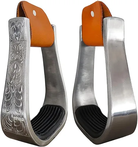 Miniatura 5 de LULUZ Estribo de aluminio occidental, proceso de fundición a presión, la superficie es más brillante y no porosa, estribo de caballo cojín negro