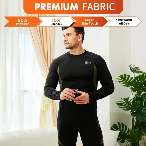 Miniatura 7 de CL convallaria Conjunto de ropa interior térmica para hombre con bragueta, capa base larga para invierno, equipo de caza, parte superior e inferior