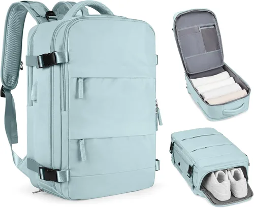Miniatura 14 de coofay Mochila de viaje, para laptop, unisex, aprobada para aviones, bolsa de mano, equipaje, para artículos personales, para debajo del asiento