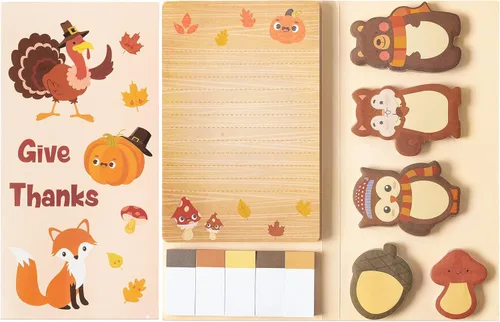 Juego de notas adhesivas Fall Give Things, 550 hojas de notas autoadhesivas de Acción de Gracias, pavo, calabaza, zorro, búho, lindo bloc de notas
