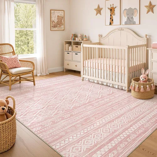 Miniatura 18 de Nakagishi - Tapete de 2 x 3 pies lavable: pequeño y suave de estilo bohemio marroquí neutro, antideslizante, pelo corto, para interiores