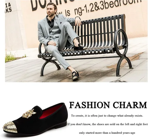 Miniatura 6 de Mocasines de piel auténtica textura metalizada brillantina sin agujetas para hombre