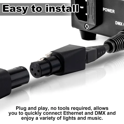 Miniatura 2 de Convertidor adaptador DMX hembra de 3 pines XLR a RJ45 Ethernet, conector de red DMX a Cat5 para controlador DMX serie 2