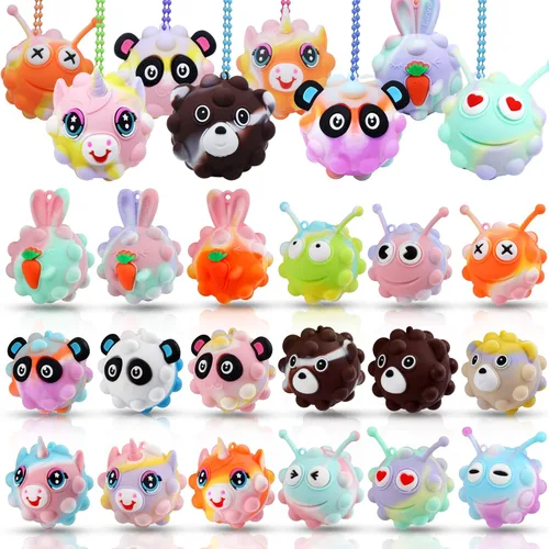 KissFree PAQUETE DE 18 Pelotas Pop de Animales Recuerdos de Fiesta para Niños, Pelotas Pop 3D Juguetes Fidget, Regalos de Cumpleaños para Niños y