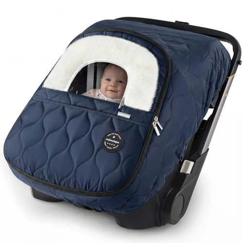 Miniatura 10 de Funda de asiento de automóvil para bebé, impermeable, resistente al viento, cálida funda de asiento de automóvil de invierno para asientos de Verde