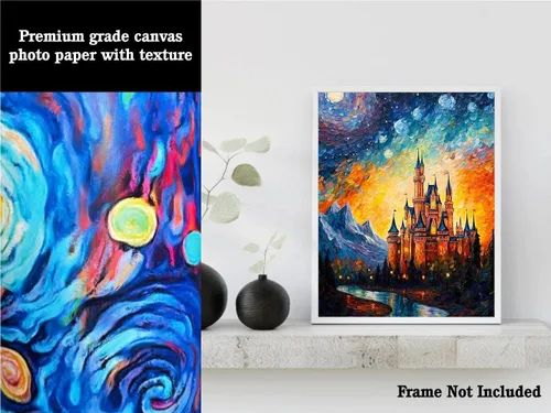 Miniatura 3 de Bestbuddy Pet 8X10 sin marco noche estrellada inspirada en el castillo medieval Edad Media Princesa Fantasía Niña Europa Familia Pintura al óleo
