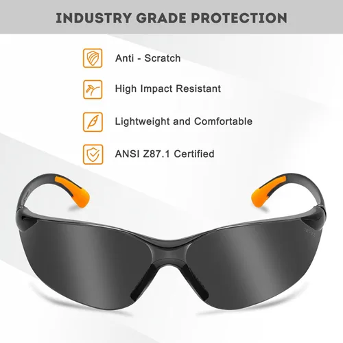Miniatura 3 de ProtectX Gafas de seguridad para hombres y mujeres, lentes de sol de seguridad con lentes antivaho resistentes a los arañazos, agarres Olympus